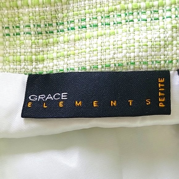 GRACE ELEMENTS SKIRT SZ 2P GREEN/WHITE TWO LAYER PANEL   BIAS STRIPE FLORAL - Picture 4 of 9